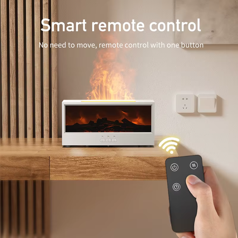 VISSKO Creative Fireplace Air Humidifier Waterless Auto-Off Aroma Essential Oil Diffuser with LED Light Remote Control for Gift