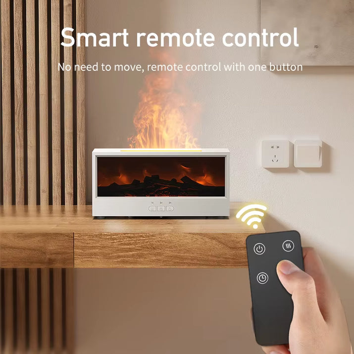 VISSKO Creative Fireplace Air Humidifier Waterless Auto-Off Aroma Essential Oil Diffuser with LED Light Remote Control for Gift